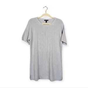 Eileen Fisher Sweater S Light Blue Organic Cotton Knit Short Sleeve Minimalist